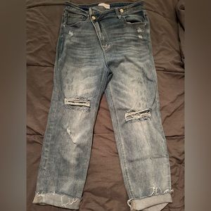 Risen crossover button boyfriend fit crop